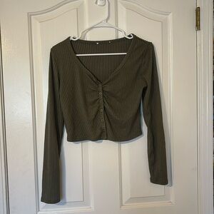 Olive Green Long Sleeve Top